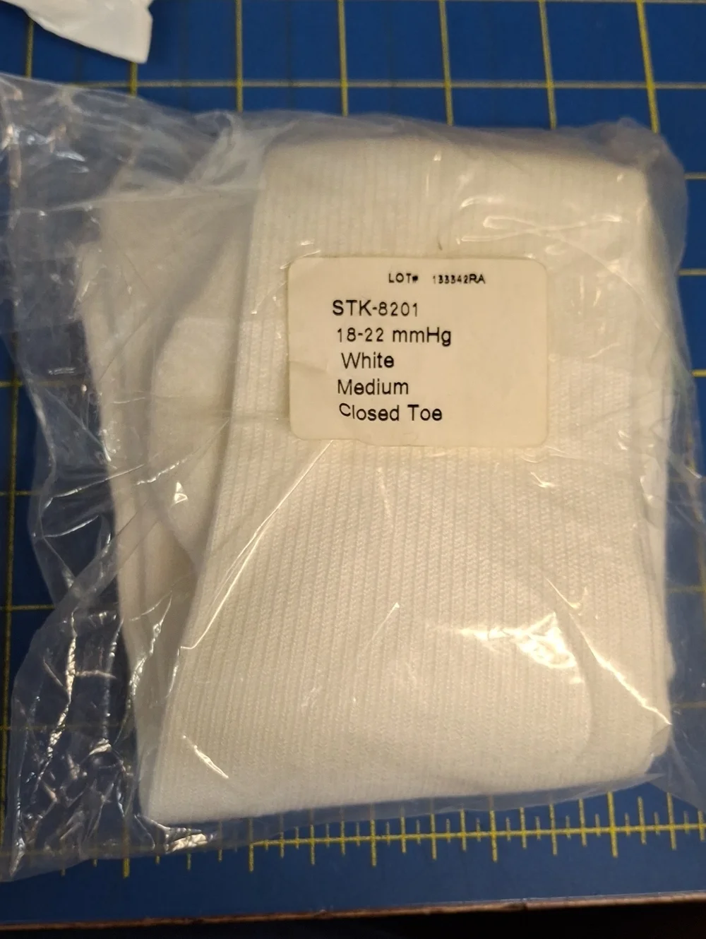 White Tube Knee High Closed Toe 18-22 mmHg Medium Stock 8201